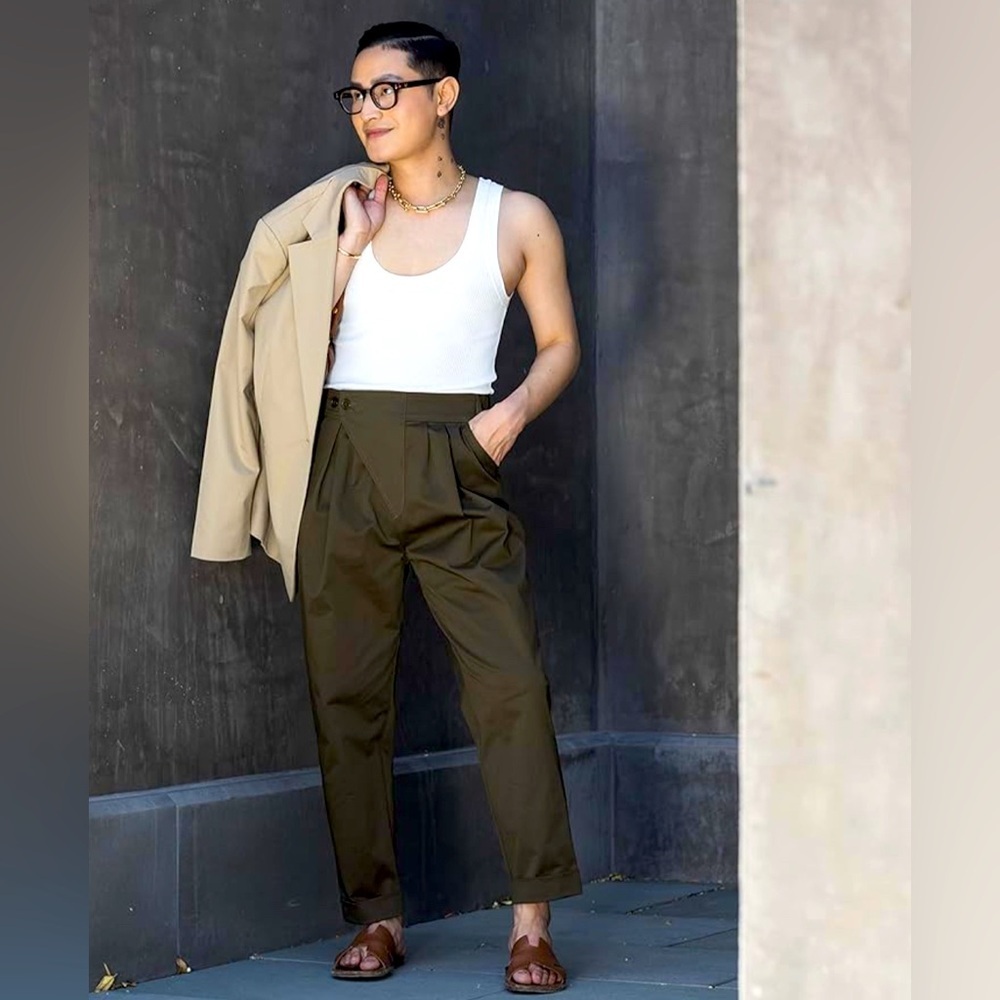 Arvinolano The Drop/ Women Size 5 - Olive Pleated Pants - Picture 1 of 5
